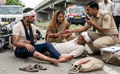 मुजफ्फरनगर में भीषण सड़क हादसा: बुजुर्ग और बाइक सवार युवक को तेज रफ्तार वाहन ने मारी टक्कर, दोनों गंभीर रूप से घायल