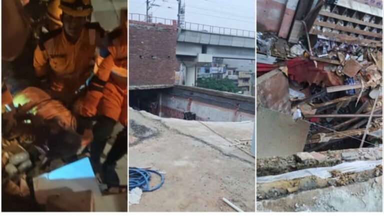 गाजियाबाद में भरभराकर गिरी तीन मंजिला हार्डवेयर दुकान की छत, मलबे में दबे 3 मजदूर; एक की मौत