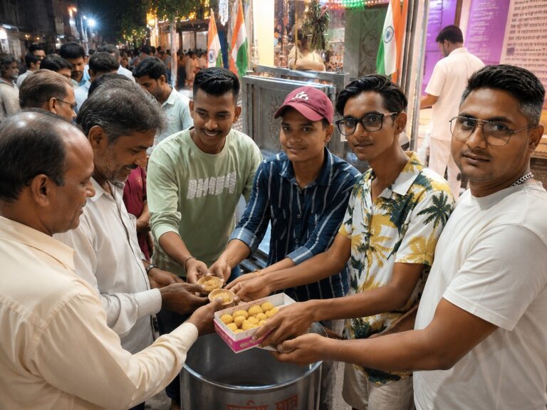 शिव चौक पर तिरंगा फहराने के बाद किरण समाज उत्थान सेवा समिति ने बांटा प्रसाद, दीं स्वतंत्रता दिवस की शुभकामनाएं