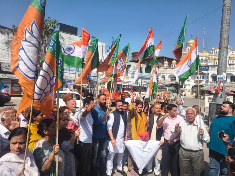 जम्मू-कश्मीर राज्यhood प्रस्ताव पर कठुआ में BJP का प्रदर्शन! उमर अब्दुल्ला का पुतला फूंका, 370 पर रुख साफ